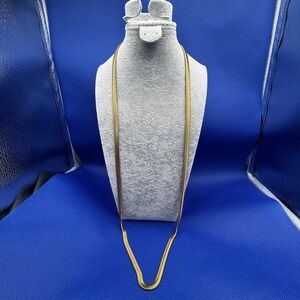 Gold Tone Herringbone Chain 34 in Extra Long Trend Necklace Layering‎ Statement